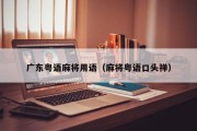 广东粤语麻将用语（麻将粤语口头禅）