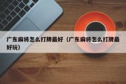 广东麻将怎么打牌最好（广东麻将怎么打牌最好玩）