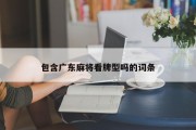 包含广东麻将看牌型吗的词条