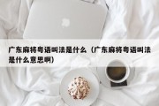 广东麻将粤语叫法是什么（广东麻将粤语叫法是什么意思啊）