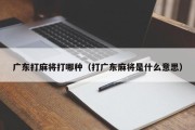 广东打麻将打哪种（打广东麻将是什么意思）