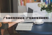 广东麻将推倒胡秘诀（广东麻将推到胡规则）
