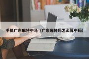 手机广东麻将中马（广东麻将码怎么算中码）