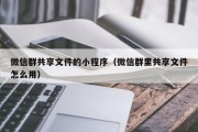 微信群共享文件的小程序（微信群里共享文件怎么用）