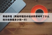 黄蟮养殖（黄蟮养殖技术培训养黄蟮养了什么地方收黄蟮多少钱一斤）