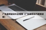 广东麻将秘诀大全视频（广东麻将技巧视频讲解）