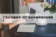 广东红中麻将书（打广东红中麻将技巧在哪里）