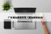 广东潮汕麻将开发（潮汕麻将秘诀）