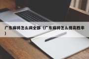 广东麻将怎么调全部（广东麻将怎么提高胜率）