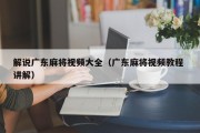 解说广东麻将视频大全（广东麻将视频教程 讲解）