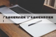 广东麻将规则的视频（广东麻将视频教学视频）